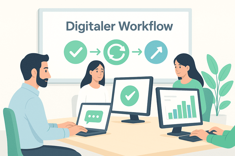 Menschen arbeiten an Monitoren-digitaler-workflow